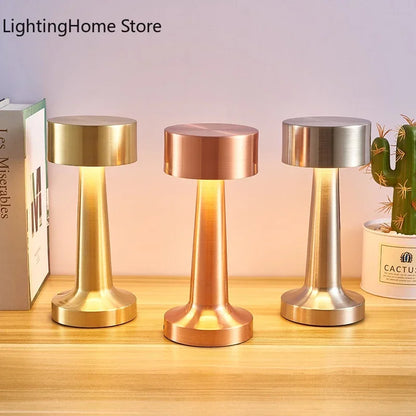 LED Table Lamp Retro Bar Coffee Table Lamp Rechargeable Touch Sensor Wireless Night Light Restaurant Living Room Decor Light