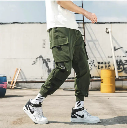 New Hip Hop Joggers Cargo Pants Men Harem Pants Multi-Pocket Ribbons Man Sweatpants Streetwear Casual Men's Pants