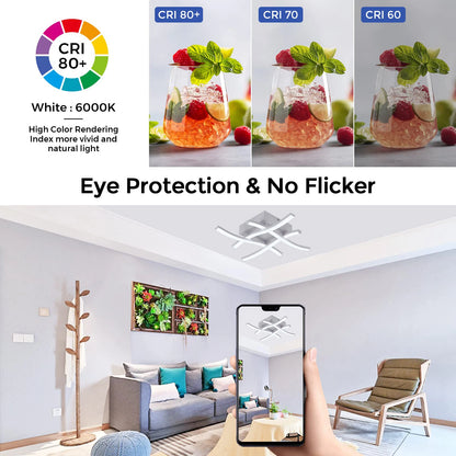 Modern Living Room Light  Restaurant 3-color Variable Light Bedroom Balcony LED Ceiling Light 24W Curved Design