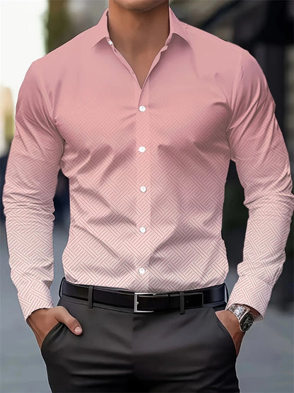 2025 New Spring Long-sleeved Shirt Gradient Style Daily Casual Single-breasted Lapel Shirt Simple Fashion Business Men's Shirt
