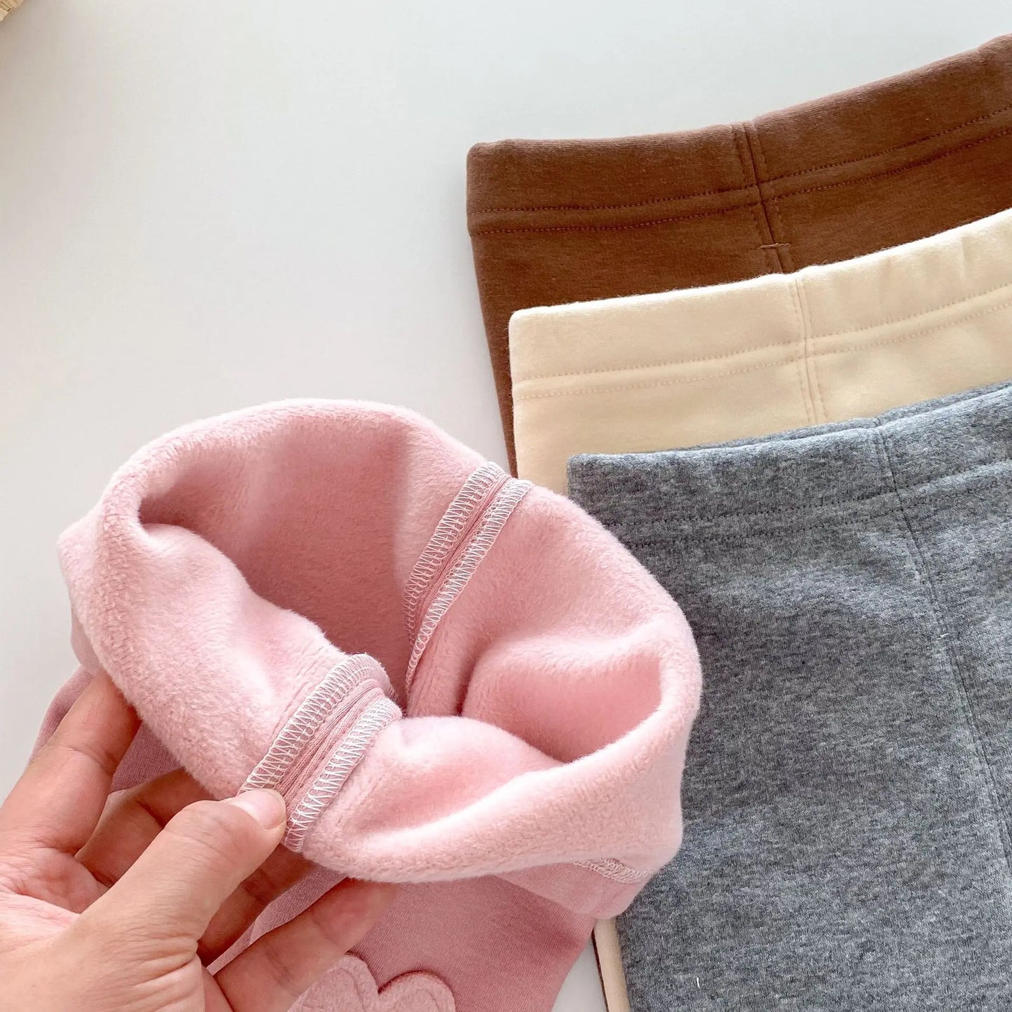 Girls Leggings 2026 Winter 0-5Y Children's Clothes Baby Girls Patch Plus Velvet Warm Pants Trousers