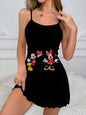 Sexy Dress Lettuce Trim Minnie Mouse Fashion Summer Dresses 2026 Crew Neck Disney Women's Elegant Chic Mini Trim Neck Slip Dress