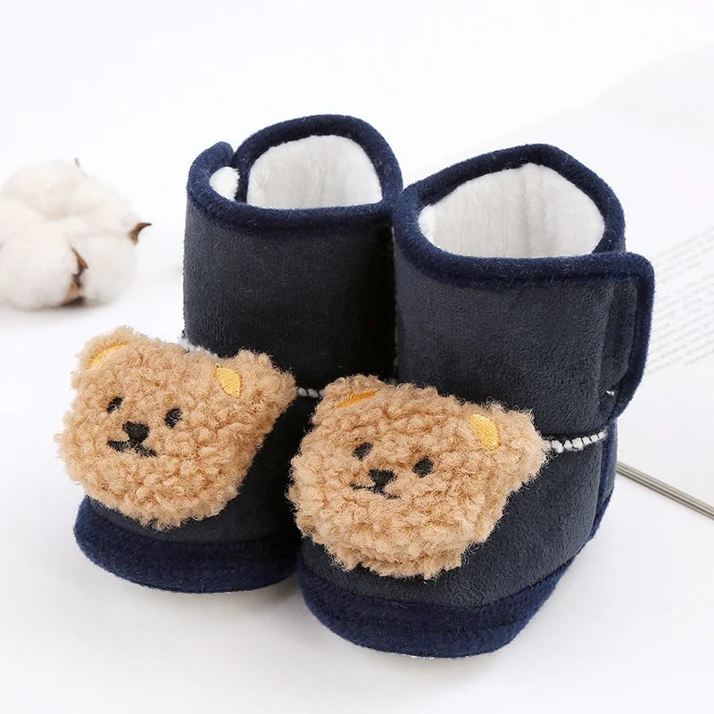 Baywell Baby Boots Newborn Winter Plush Snow Booties for Infant Boys Girls Soft Comfortable Lace Up Warming Shoes