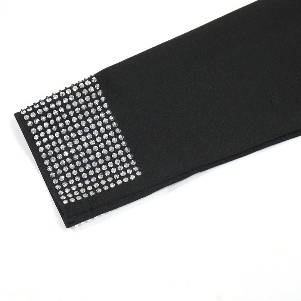 Women Sexy Rhinestone Floor Length High Slit Mermaid Party Dress