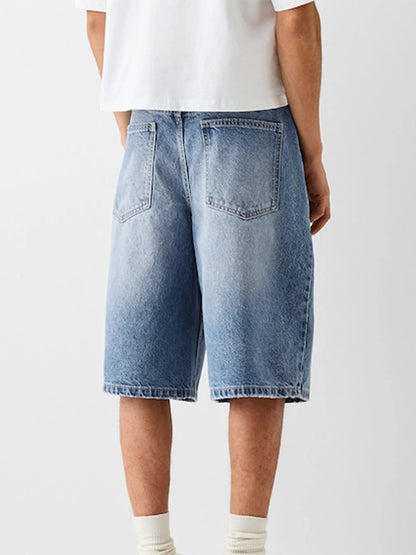 Men Denim Shorts Zipper Button Closure Summer Casual Shorts with Pockets Male Trendy Fashion Short Jeans for Streetwear Y2K 00s
