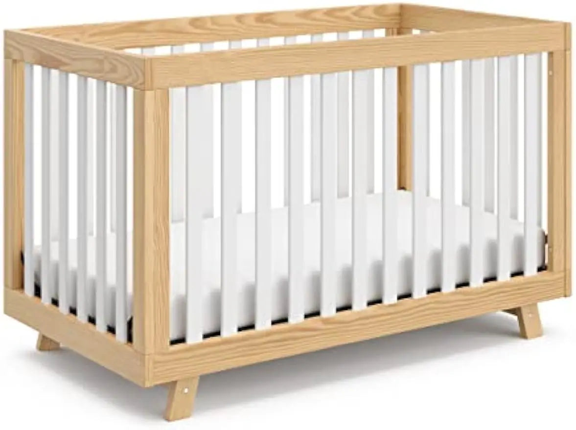 Storkcraft Beckett Convertible Crib (Natural with White Slats) – Converts from Baby Crib to Toddler Bed and Daybed
