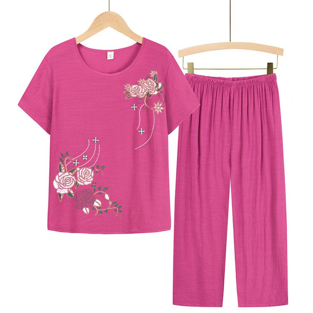 New Arrival Female Pajamas Set Sleepwear Women Cotton Print Flower Pyjamas Summer Loose Nightwear Home Large XL-4XL