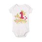 My 1st Birthday Print Baby Romper Infant Bodysuit Newborn Short Princess Sleeve Jumpsuit Baby Girl Birthday Party Outfit Clothes