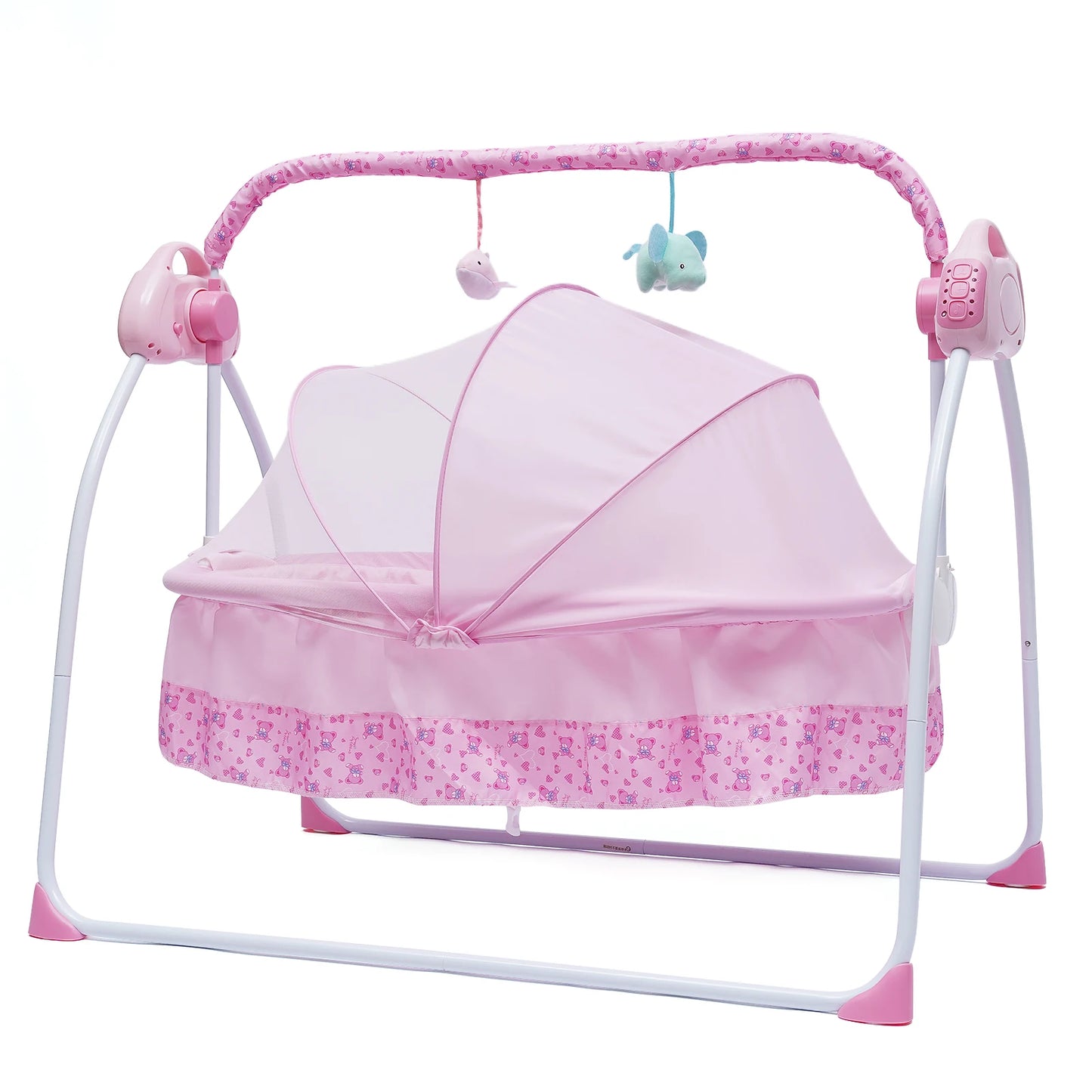Electric Baby Cradle Auto Swing Rocker Cot Infant Sleeping Bed Swing Crib Kit Timer +Bluetooth Music +Mat +Pillow 5Gears Adjustable
