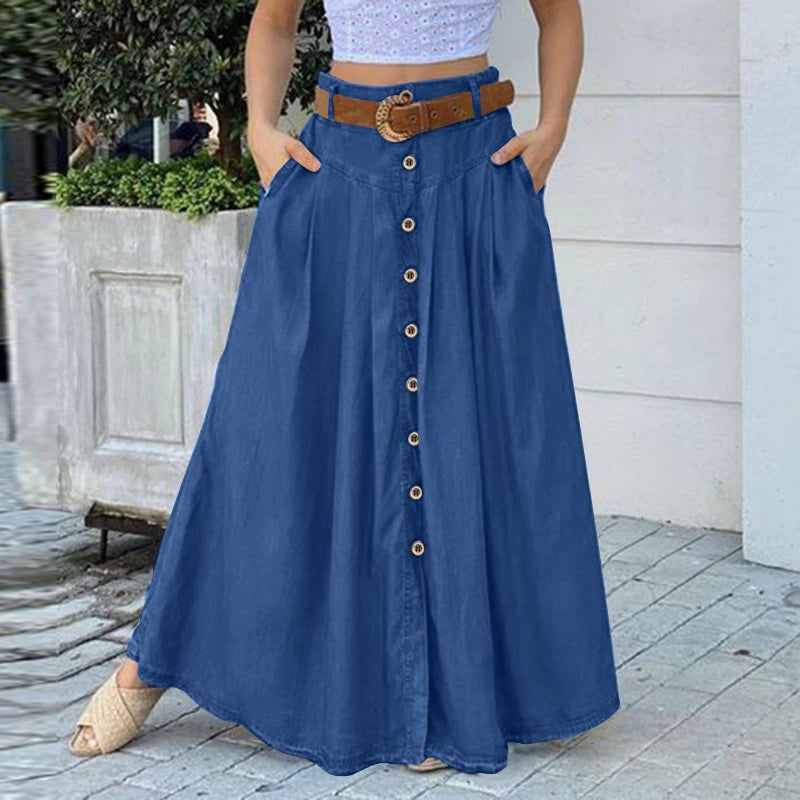 ZANZEA Cargo Skirts Elegant Women Evangelical Faldas  Mujer Office Lady High Waist Saias Summer 2025 Casual Buttons Up Jupes