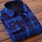 2025 Men's Autumn Winter Casual Fleece Plaid Shirt Fashion Soft Warm Turn Down Collar Long Sleeve Shirt Male High-Quality Tops