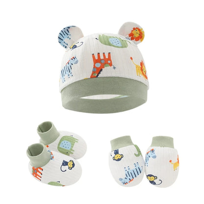 Baby Anti Scratching Cotton Gloves Hat Foot Cover Set Socks Kit Accessory for Newborn Baby Girls Boys Baby Shower