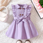Wholesale Kids Girls Retro Solid Color Trench Belted Dress Double Breasted Elegant Summer Baby Dress