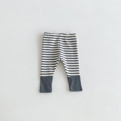2025 Autumn New Baby Leggings Cotton Girls Striped Patchwork Leggings Infant Stretch Pants Toddler Trousers Boys Clothes