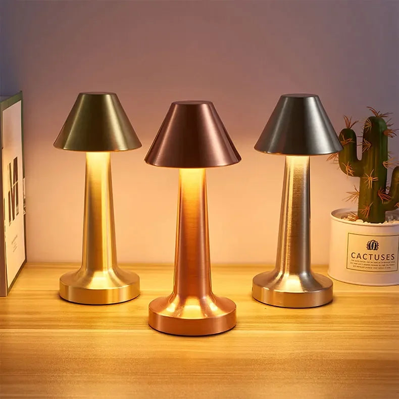 LED Table Lamp Retro Bar Coffee Table Lamp Rechargeable Touch Sensor Wireless Night Light Restaurant Living Room Decor Light