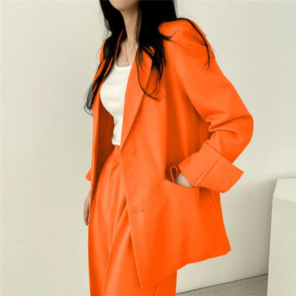 Korean Fashion Spring Women's Suits Casual Top Trousers 2 Piece Sets Women's Outfits Coats Slim Fit Blazers for Women Clothing