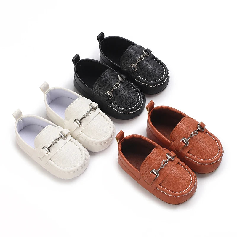 Newborn Baptist Shoes New Leather Gentleman Shoes Anti-slip Soft Bottom Indoor Baby Boys and Girls Casual Shoes Walking Shoes