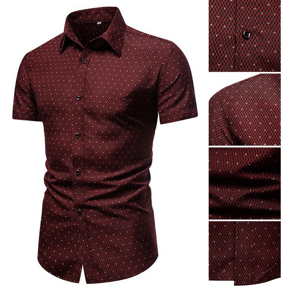 Men Shirt Formal Men Top Single-breasted Summer Top Lapel Summer Shirt Dot Print Shirt Business Shirt ropa hombre camisas