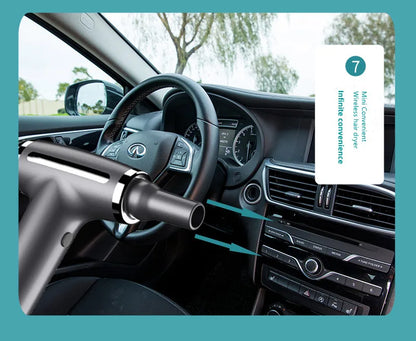 Wireless Hair Dryer Multifunctional  Air Duster Blower Travel Portable USB Rechargeable Negative Ions Blow Dryer