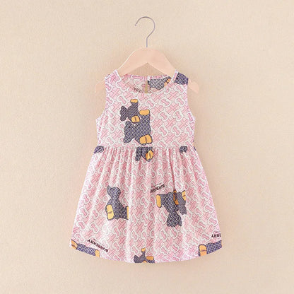 Baby Girls Clothes Summer Dress Flying Sleeve Newborn Infant Dresses Plaid Sleeveless Cotton Newborn Princess Dress Baby Girl