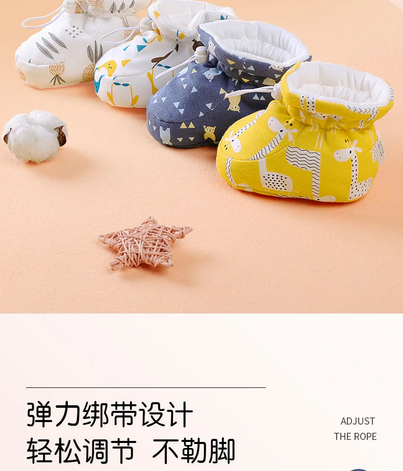 Newborn Baby Shoes for Boys Girls Winter Warm Thicken Plush Toddler Shoes Soft Sole Kids Short Booties Infant First Walker