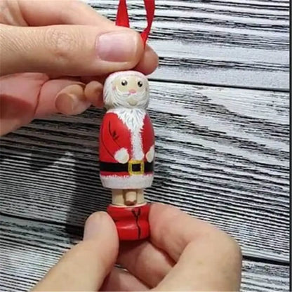 Christmas Wood Novel Holiday Hanging Party Decors Funny Santa Ornament Christmas Tree Decoration