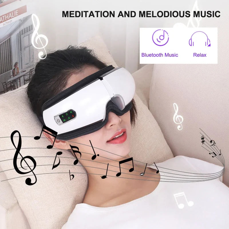 Smart Eye Massager Electric Bluetooth Airbag Vibration Hot Compress Air Pressure Eye Care Massager Relaxation Massage Glasses