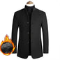 Men's Woolen Coat 2026 Autumn/Winter New Cotton Thickened Single Breasted Standing Collar Wool Blend Male Jacket