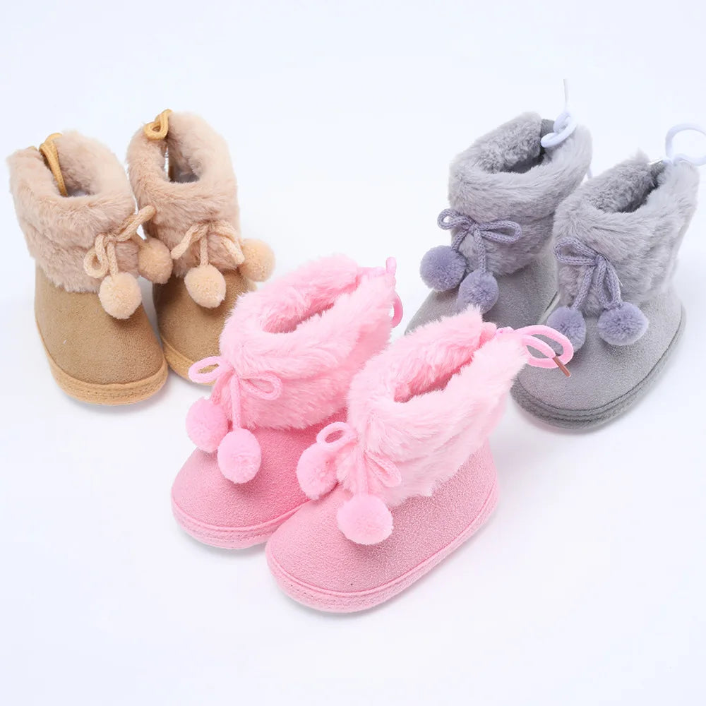 Newborn Toddler Warm Boots Winter First Walkers baby Girls Boys Shoes Soft Sole Fur Snow Booties Kids Snow Boots for 0-18M Bebe