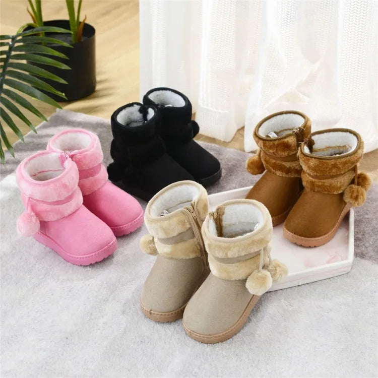 New Girls Snow Boots Winter Comfortable Thick Warm Kids Boots Lobbing Ball Thick Children Autumn Cute Boys Boots Princess Shoes