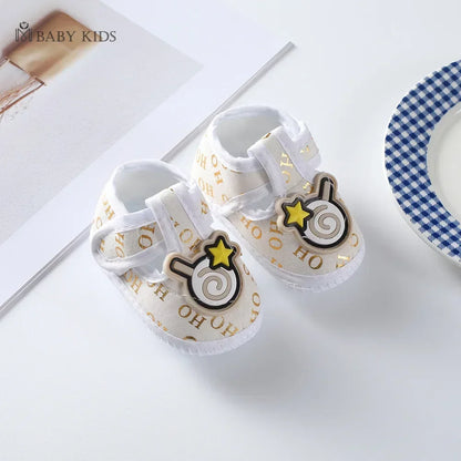 Cotton Newborn Baby Shoes Cartoon Pattern First Walkers for Girl Boy Plaid Soft Sole Walking Sandals 0-12month