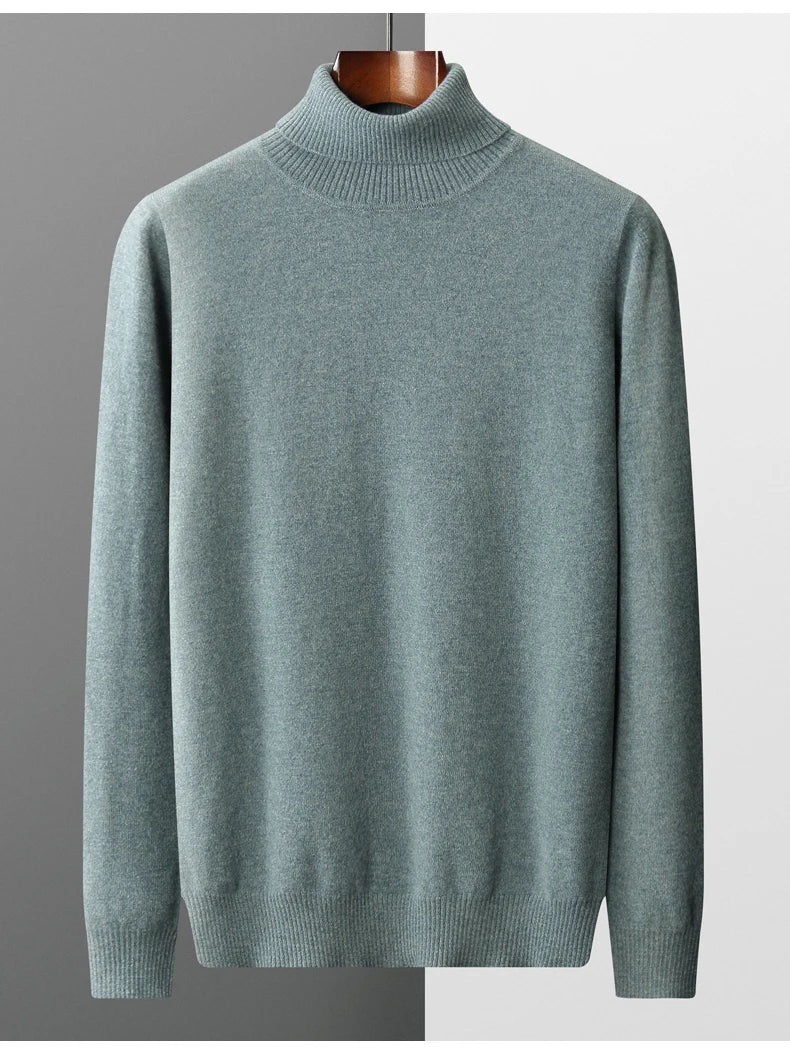 Autumn and winter new 100% merino cashmere sweater men's knitted pullover padded warm turtle neck fashion loose plus size coat