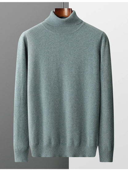 Autumn and winter new 100% merino cashmere sweater men's knitted pullover padded warm turtle neck fashion loose plus size coat