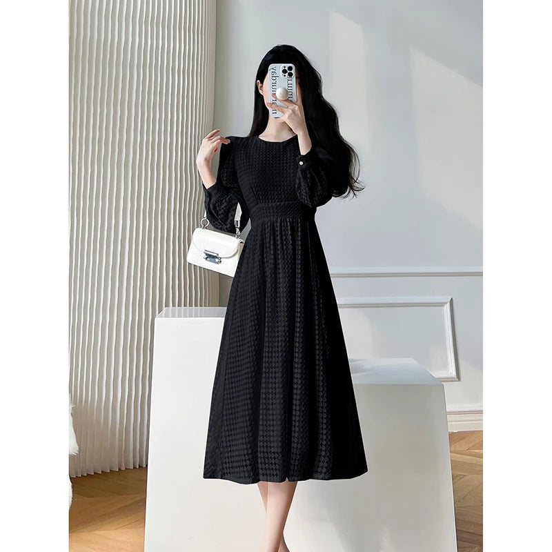 Lace Long Sleeves White Midi Dresses for Women 2026 New Autumn French Elegant Fashion Evening Wedding Party Robe Female Clothing