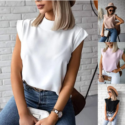 Fashion O-neck Short Sleeve Solid Women Tops And Blouses 2025 Summer Casual Elegant Office Ladies Top Femme Blouse