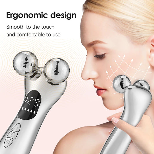 Electric Facial Micro-current Beauty Instrument LED Display Face Lifting Roller Massager Skin Tighten Massage Beauty Devices