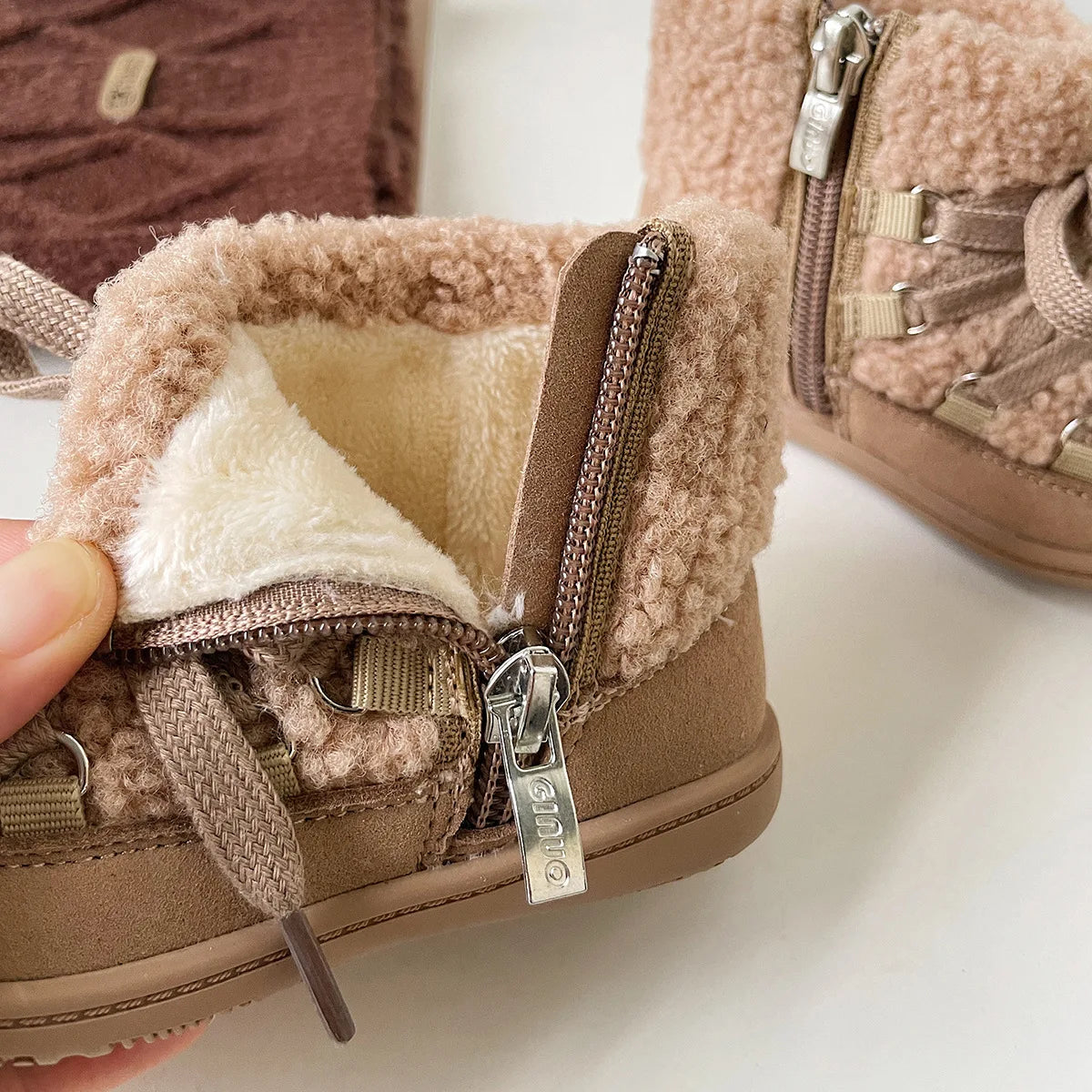 Children Lambswool Snow Boots Baby Cute Warm Winter Infant Shoes Boys Girls Fashion Short Boots With Thick Fur