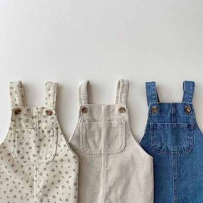 2025 New Spring Korean Style Baby Girls Boys Overalls Corduroy Print Newborn Baby Jumpsuit Outfits Infant Baby Girls Boys Pants