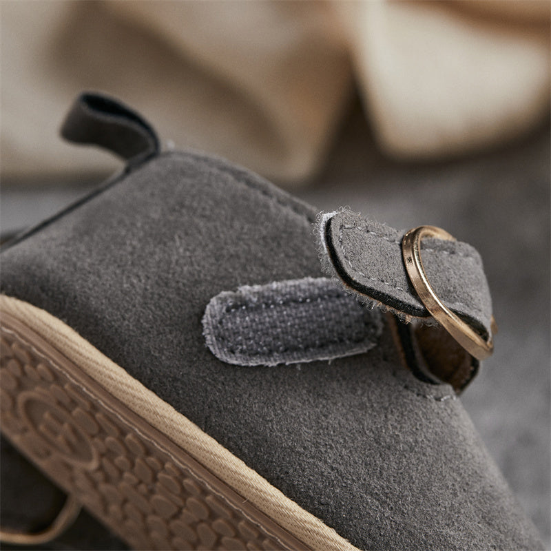 0-18M Newborn Baby First Walking Shoes Soft Cow Suede Sole Rubber Non-slip Walking Shoes Newborn Boys Girls Casual Flats