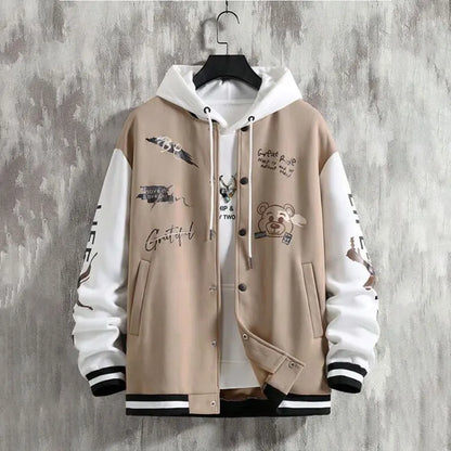 2026 New Jacket Coat Letter Printed  Wear Men Baseball Jacket Casual Long Sleeve Stand Jackets Men's Coats Sweatshirts Outerwear
