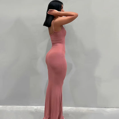 Women's Casual Lounge Slip Long Dress Sexy Sleeveless Backless Bodycon Maxi Dresses Summer Slim Elegant Sexy Outfits Ladies