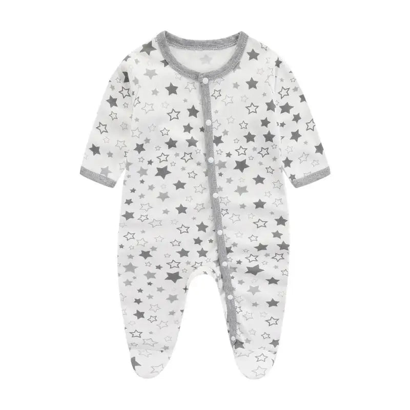 Cotton Newborn Romper Star Moon Printed Footed Baby Bodysuit for Girls Boys Long Sleeve Autumn Toddler Clothes Infant Onesie