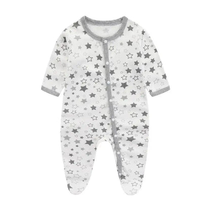 Cotton Newborn Romper Star Moon Printed Footed Baby Bodysuit for Girls Boys Long Sleeve Autumn Toddler Clothes Infant Onesie