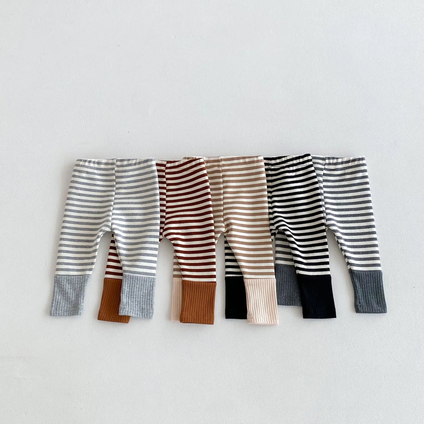2025 Autumn New Baby Leggings Cotton Girls Striped Patchwork Leggings Infant Stretch Pants Toddler Trousers Boys Clothes
