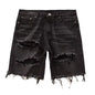 Ripped Holes Denim Shorts boy's Summer Distressed Denim Shorts Stylish Button Fly Multi-pocket Design Slim Fit for Youthful