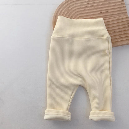 MILANCEL Baby Leggings Toddler High Waist Fleece Thermal Trousers Infant Solid Color Pants