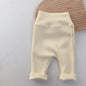 MILANCEL Baby Leggings Toddler High Waist Fleece Thermal Trousers Infant Solid Color Pants