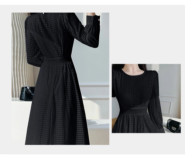 Lace Long Sleeves White Midi Dresses for Women 2026 New Autumn French Elegant Fashion Evening Wedding Party Robe Female Clothing
