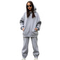 2 Pcs/Set Chic Two Pieces Set Winter Hoodie Pants Set Solid Color Casual Deep Crotch Autumn Tracksuit Keep Warm