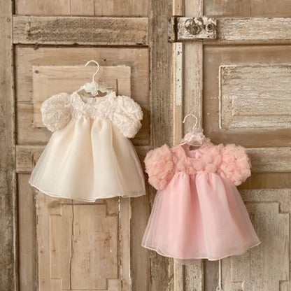 Korean Version of Fairy Charm Cute Baby Girl Full Moon Dress Summer Toddler Princess Dress Soft and Skin Friendly Yarn Clothes